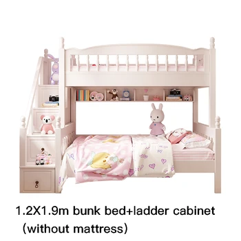 1,2 * 1.9 m Бяла двуетажно легло Нагоре-Надолу Спален комплект Лекота Комбинирана легла за съхранение на Синьо Домакински Подходящ за детска стая мебели за дома