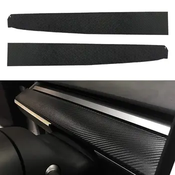 1 чифт 3D текстурата на етикети на таблото на интериора на колата, въглеродни влакна, стикер за интериора на колата, стикер-стикер за Tesla Model 3
