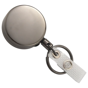 10 x ултра силна выдвижного на притежателя за бейджа, метален държач за бейджа с клипс за колан с халка за ключове за именен картон-ключодържател