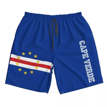 2023 Годишният полиестер Флаг на страната Кабо Верде Мъжки плажни шорти с 3D принтом Летни панталони за джогинг с джобове