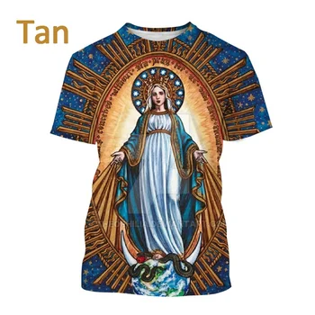 2023 Креативна 3D Тениска Унисекс С Принтом на Пресвета Дева Мария, Индивидуалност, Стилни Ежедневни Блузи С Къс Ръкав