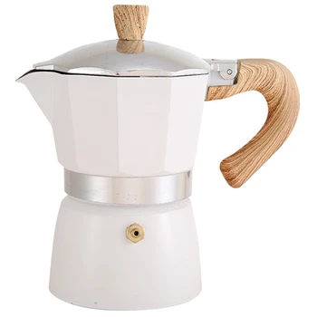 300 мл Реколта кафемашина за еспресо с дървена дръжка Moka Pot Класически Италиански Инструменти за кафе Кухненски Принадлежности за кафе
