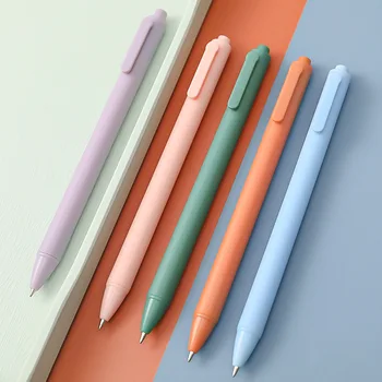 5 бр. Черно мастило 0,5 мм Fine Point Simple Macalon Color Press Pen Студентски разглеждането гел писалка Моранди Color Офис стационарната