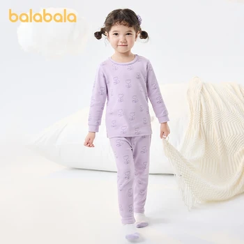 Balabala/ Костюм с дълъг ръкав За малки момичета, Зимно топлинна бельо С принтом, Домашен костюм