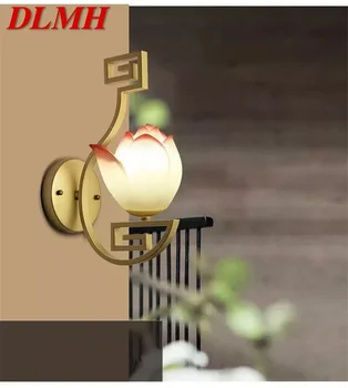 DLMH монтиран на стената лампа в китайски стил, монтиран на стената лампа, Lotus, Оригиналност, Хол, спалня, Чайна, Коридор, Декоративни светлини
