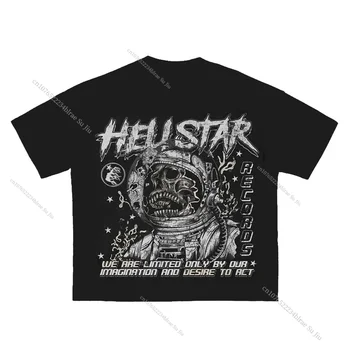 Hellsta Y2K Мъжка тениска С принтом на Черепа, Тениска с къс ръкав, Мъжки t-shirt в стил Харадзюку, Свободна Градинска Облекло в стил Хип-хоп, XXXL, Върхове 2023, Новост