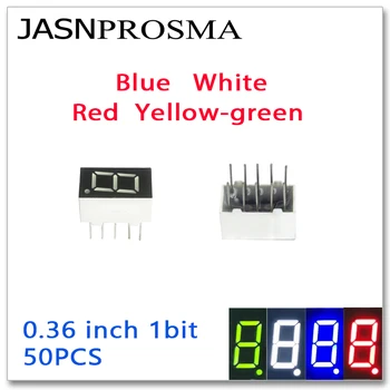 JASNPROSMA 50ШТ 0,36 инча 7 Сегментная тръба с 1 битова цифра червен син бял жълт зелен Общ Катод Анод Led Дисплей 0,36 