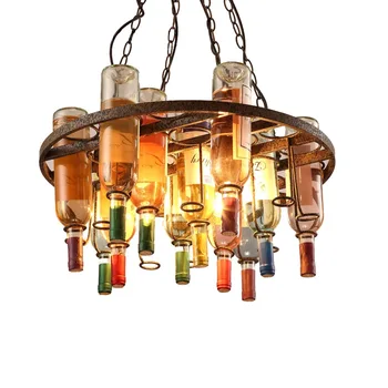 Led висящи лампи American Creative Vintage Retro Wine Bottle Желязо Hanglamp, лампа за кафе Baseus, Интериор за спални, кухни, Осветление