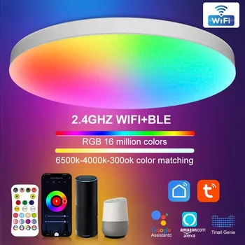Led плафониери Round Smart WIFI RGBCW Dimmable SASHA APP, Съвместими с Алекса Google Home, осветителни Тела за Спалнята и Дневната