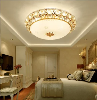 Led тавана лампа луксозен кристален хол, спалня, романтична европейската лукс, аристократично топло сватбена желязна лампа D38 / 48/58 см