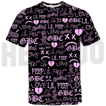 Lil Пийп 3D, Лятна Мъжки Дрехи С Къс Ръкав, Блузи, Модни Тениска С Аниме, Хип-Хоп, Негабаритная Тениска, Дамски Детски Тениски Lil Пийп С Кръгло деколте