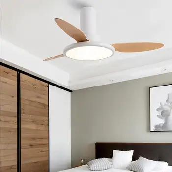 Nordic DC fan светлина 3-цветен таванна полилей вентилатор 52-инчов ресторант прост тавана ултратънък електрически вентилатор за ниско пол полилей