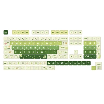 PBT Keycaps 133-кийборд светло зелени Тема сублимация XDA Механична клавиатура Keycap forMX Ключове Кафяв