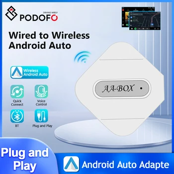 Podofo Жични И Безжични Android Auto Box Bluetooth USB Адаптер Mini Box Гласово Управление на WIFI USB Адаптер За Honda, Nissan, Kia VW