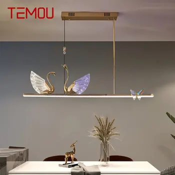 TEMOU Nordic Два Лебед Полилей Тела Модерни и Креативни Led Висящи Лампи за Дома Хол Трапезария