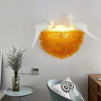 Алуминиев led монтиран на стената лампа bird ' s nest, Детска спалня, кабинет, Ресторант декор, Новост, монтиран на стената лампа с 3D-изображение на Птици