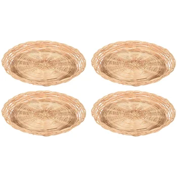 Бамбук титуляр за хартиени чинии от 4 дисциплини - 10-инчов през цялата тъкани държач за чинии, за многократна употреба държачи за хартиени чинии за пикник