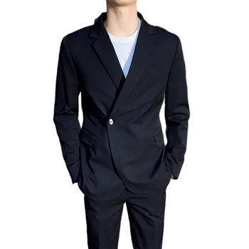 Бутик S-5XL (костюм + панталони) Мъжка мода Бизнес Случайни Джентълменско Корейски вариант однотонного тенденцията костюм за изяви