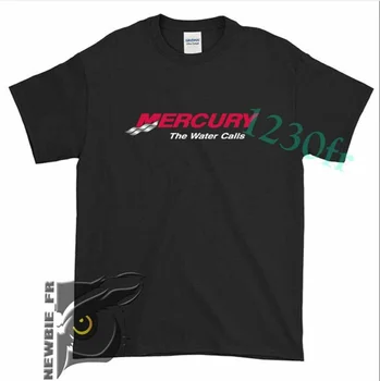 Висящи двигатели с логото на Mercurium Marine Boats, тениска MerCruiser, Забавна памучен тениска като подарък за мъже