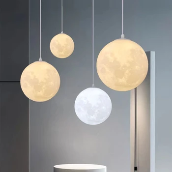 Висящи лампи Nordic Moon 3D Декор на детска стая, полилей, крушка за ресторанта, украса на дома, Малки полилей Planet
