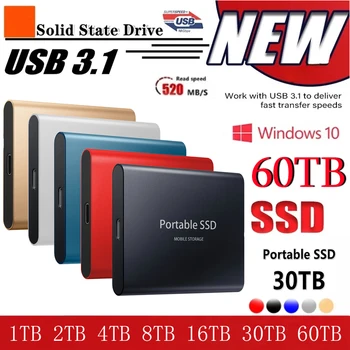 Външен твърд диск 2 TB Портативни SSD-Диск 1 TB USB 3.1 / Type-C Твърди дискове Високоскоростен Твърд Диск за Лаптоп / Десктоп компютри / Mac