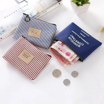 Геометричен портфейл за монети от плат, малка в чантата си от чист памук и лен, чанта за монети, проста модерна чанта за картички, чанта за ключове, чанта за съхранение.