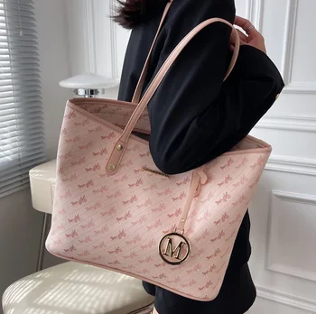 Дамска чанта 2023, тенденция дамски дизайнерски луксозна лятна ежедневна чанта за покупки от розова кожа голям капацитет
