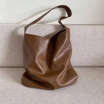 Дамски реколта чанта-тоут 2024, чанти през рамо от мека изкуствена кожа с голям капацитет, женствена чанта за пазаруване, модерна луксозна чанта