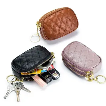Дамски чанти-портфейли, мини-портфейл, парична чанта от изкуствена кожа, джоб за дреболии, държач за карти, ключодържател, кратък клатч с червило на мълния,
