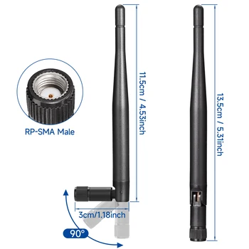 Двухдиапазонная Omni WIFI антена Superbat 2,4 Ghz/5 Ghz 3dBi RP-SMA за безжична IP камера за сигурност