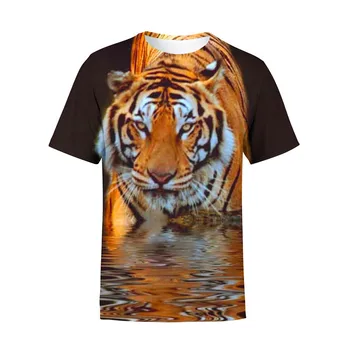 Детска тениска с тигър и животни, летни детски игрални тениски с тигър за момчета и момичета, тениски с мультяшными животни за тинейджъри, детска тениска с домашен любимец и тигър
