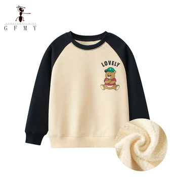 Детски плюшен облекло GFMY с дълъг ръкав, зимни нови детски блузи с герои от анимационни филми, дрехи за големи момчета и момичета от 6 до 15 години, Корейски върховете