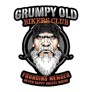 Дядо Карам мотоциклети, етикети Grumpy Riders, стикери на предното и задното стъкло на колата има Стикер на предното стъкло за мотоциклети, лодки