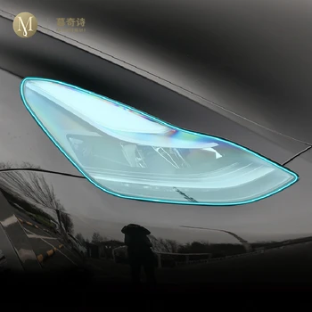 За Tesla, Модел 3 Y 2020-2023 Външни Светлини на автомобила Прозрачен/опушен-TPU черно защитно фолио от надраскване Против sand stone