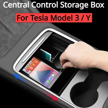 За Tesla, Модел 3 Y, Централен подлакътник, кутия за съхранение, Централна конзола, скритите контейнери, Стекающийся Органайзер, за Аксесоари за интериора на колата