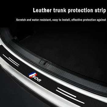 Защитни стикер на задната броня багажник на колата е от въглеродни влакна за Peugeot 308, защитен панел на вратата на багажника, стикер против надраскване