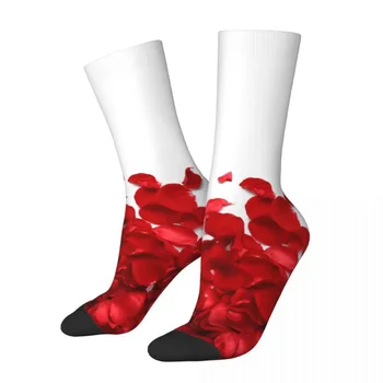 Зимни чорапи унисекс в ретро стил с листенца от рози, дишащи чорапи със средна дължина, с цветя на природата