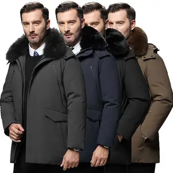 Зимните висококачествени якета, мъжки плюшени Дебели топли якета, мъжки ветроупорен якета с качулка с вълнен шал яка, палта за мъже на открито