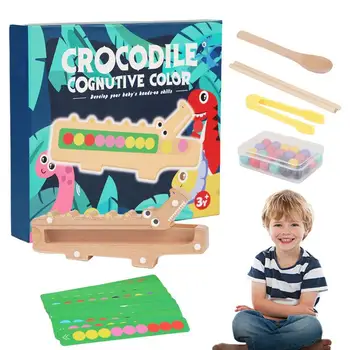 Играчка за сортиране по цвят, играта-сортиране на Крокодил, Играчка Монтесори с мънистен, играчки-пъзели, забавни подаръци за момчета