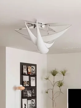 Италиански тавана лампа във формата на полумесец в скандинавски стил, млечно бяла лампа за дневна, спални, модерни полилей за трапезария French Entry Lux