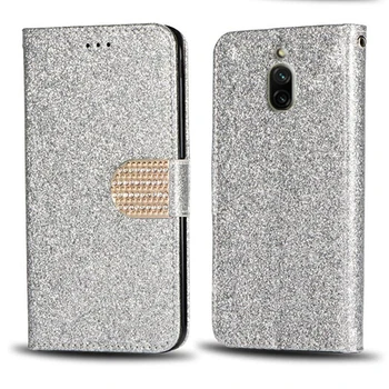 Кожен портфейл с диаманти, кожен калъф за телефон Xiaomi Redmi 8A Pro, калъф за телефон