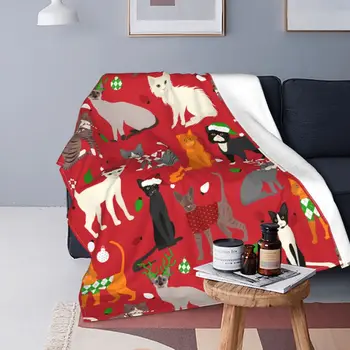 Коледа одеало за котки, флисовое пролет-есен мултифункционален топло одеяло за постелки, подложка за дивана