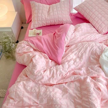 Корейска принцеса, Розова спално бельо, Кавайная пола, Чаршаф, Обикновена Комплекти двуспални чаршаф размер 