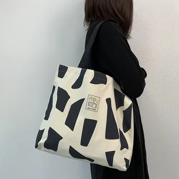 Корейската холщовая Дамска чанта на едно рамо, страхотна чанта за студенти, готина чанта INS, Литературен чанта на едно рамо, чанта