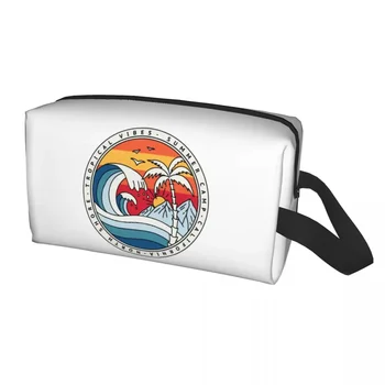 Косметичка за Калифорнийския плаж, сърф, женски козметични органайзер за пътуване, чанти за съхранение на тоалетни принадлежности Kawaii Summer Surfer