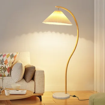 Лампиона в скандинавски стил, японски стил, дървена плат, диван за хол, Декоративна лампа проста вертикална настолна лампа за спални