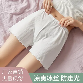 Летни стилни нови защитни панталони от ледената коприна, за жени, за носене на улицата, свободни гамаши, тънки застрахователни домашни къси панталони голям размер