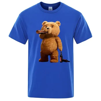 Летни тениски с плакат на Ted Bear Drink Beer, забавни тениски с 3D-принтом за мъже и деца, детски унисекс тениски, блузи с къс ръкав