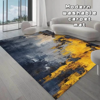 Модерен голям килим за хол с контрастен цветен дизайн, килими с принтом в спалнята, миещи се постелки за пода, лека подложка за хол