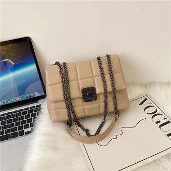 Модерна дамска чанта за през рамото от изкуствена кожа, висококачествени чанти от веригата, чанти-незабавни посланици, ежедневни дамски пътни чанти през рамо за жени